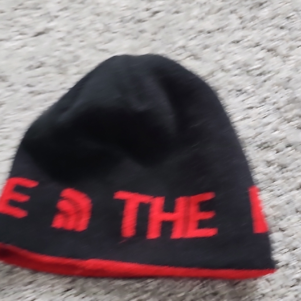 The North Face Black Beanie with Red Lettering - Picture 3 of 4